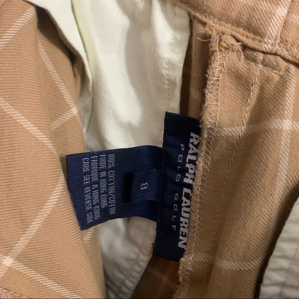 Ralph Lauren Polo Golf Tan/Khaki plaid Bermuda Shorts Size 8 - Picture 5 of 7